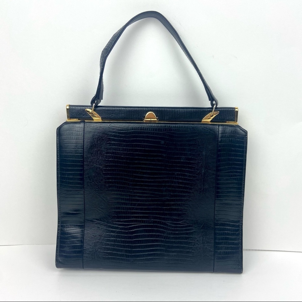 Vintage LBF Black lizard embossed leather bag​​